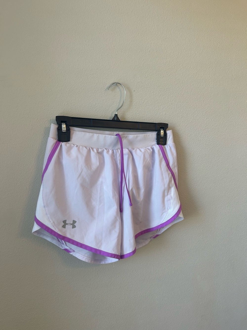 Under Armour White Athletic Shorts with Purple Trim - Picture 3 of 9